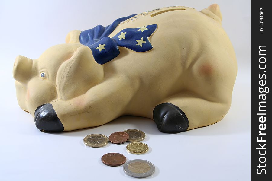 A pig money box isolated