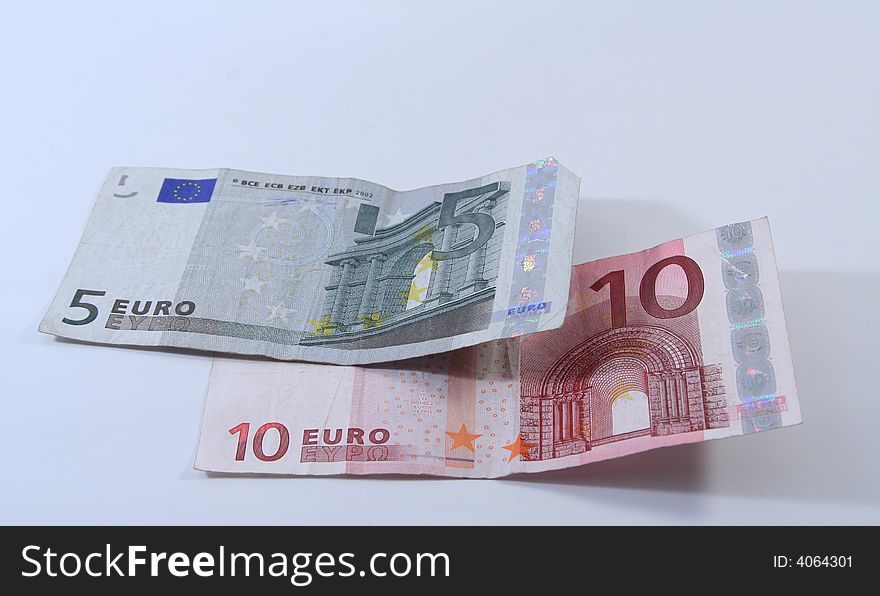 Five and ten euro isolated