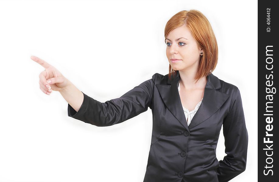Business woman pointing a finger. Business woman pointing a finger
