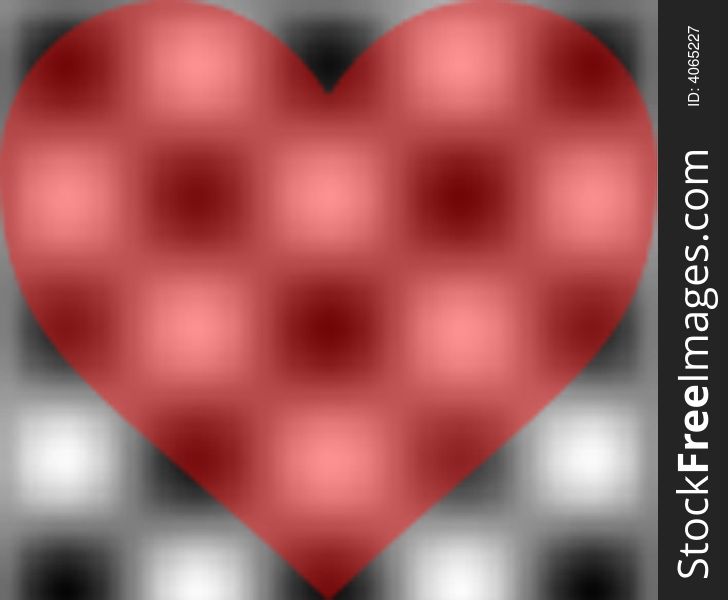 Heart blur on a checker background