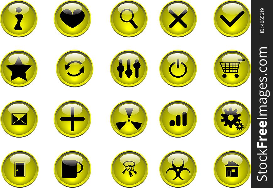 Set yellow buttons vector illustration