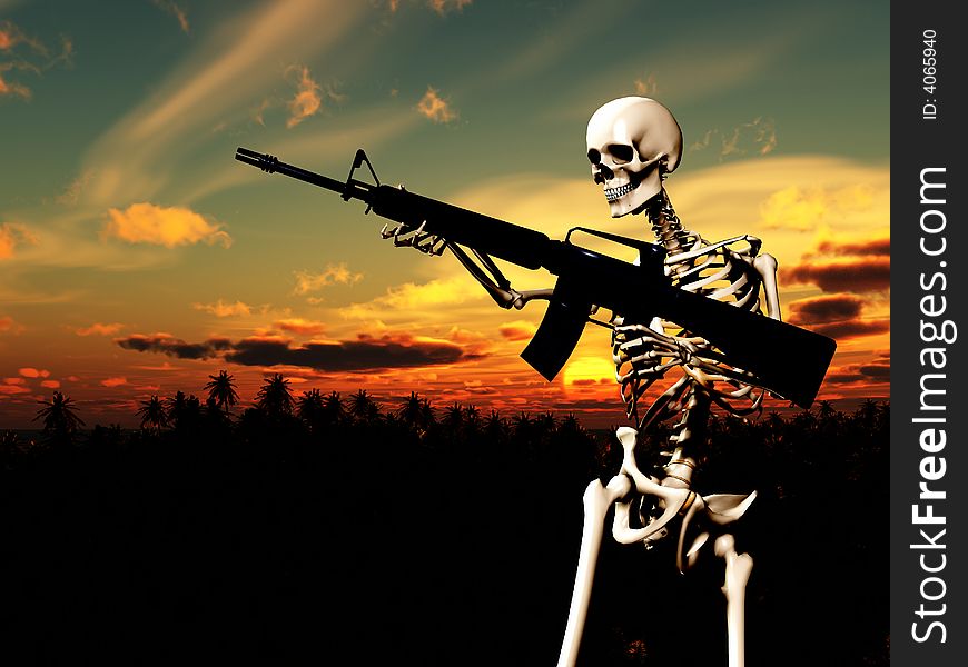 War Skeleton With Background 2