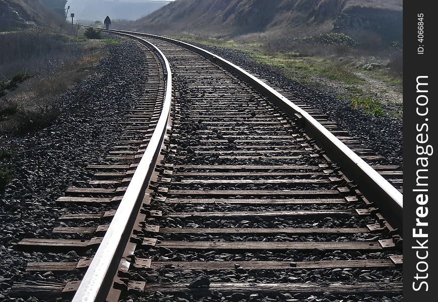Walking along the tracks, near Davenport, California. Walking along the tracks, near Davenport, California.