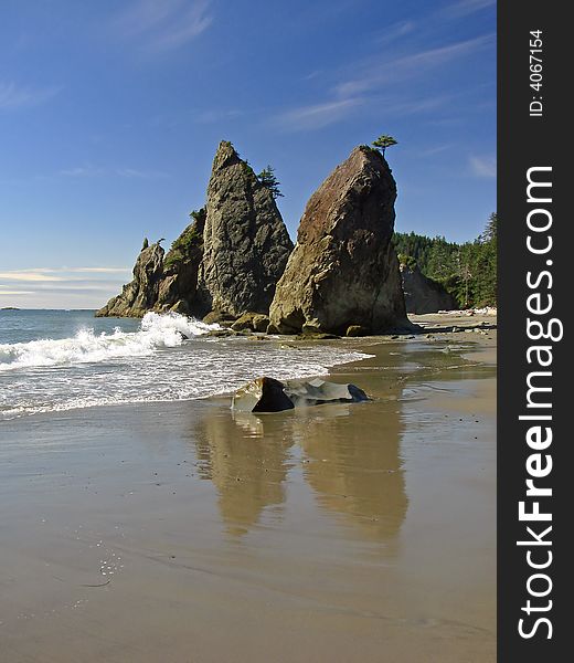 A view seen from Rialto Beach, Olympic National Park, Washington, USA. A view seen from Rialto Beach, Olympic National Park, Washington, USA