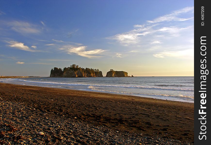 A view seen from Rialto Beach, Olympic National Park, Washington, USA. A view seen from Rialto Beach, Olympic National Park, Washington, USA