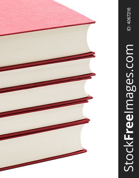 A stack o red books isolated on white background