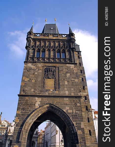 Czech Republic, Prague: Tower, St Charles Bridge