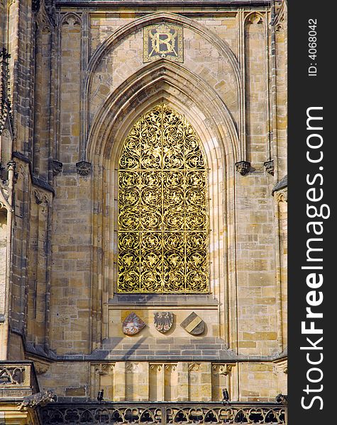Czech Republic, Prague: detail St Vitus cathedral. Czech Republic, Prague: detail St Vitus cathedral