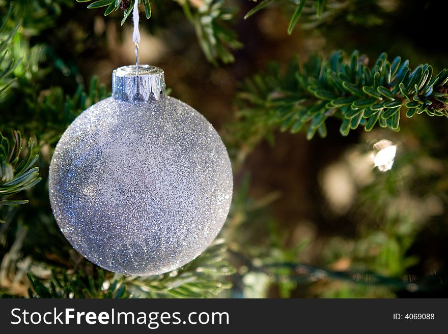 Macro close-up of a Christmas tree decoration. Macro close-up of a Christmas tree decoration