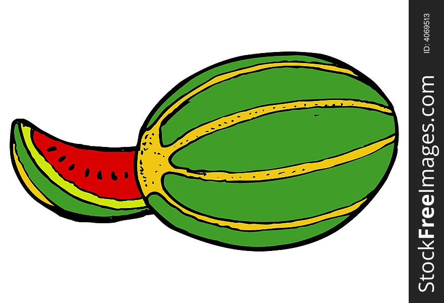 Illustration of a cutted Melon