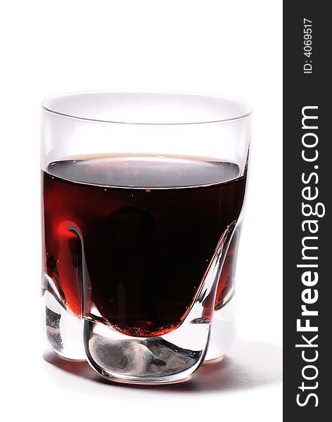 A glass of cola on white background