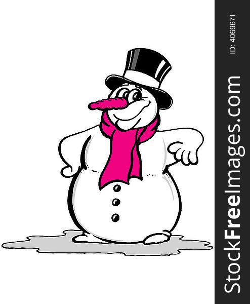 Illustration of a snowman with panel