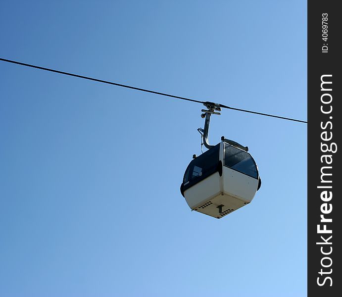 Cable-way near river Tagus, in Lisbon, Portugal