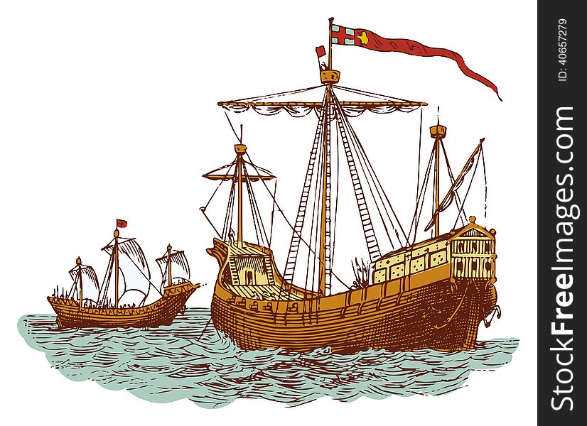 Old english war ship