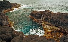 Kauai Coatal Black Lava Rock Pool Stock Image Kauai Coatal Black Lava Rock Pool Stock Image