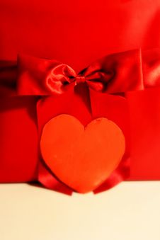 Red Gift With Heart Stock Images