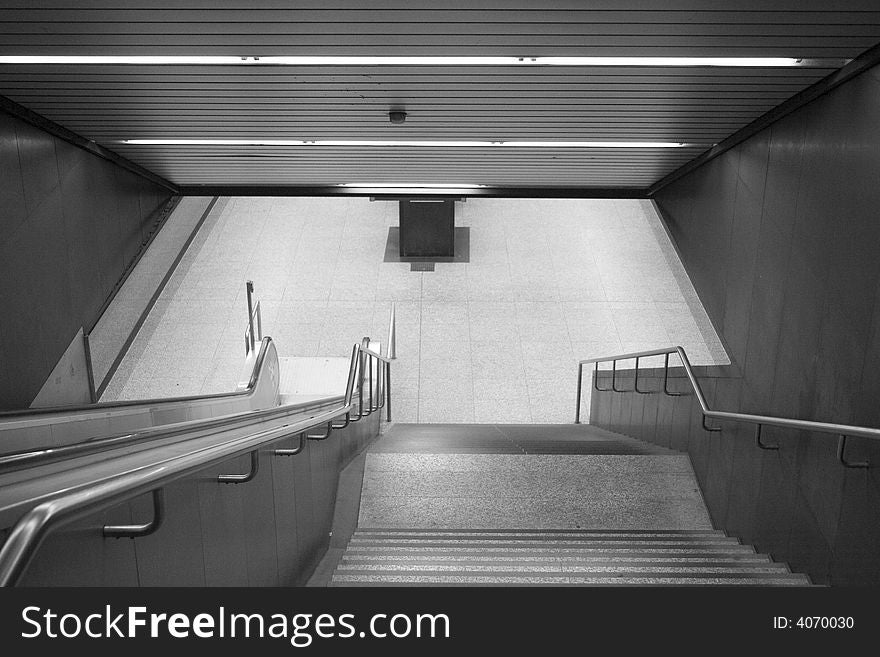 Stairway in a subway station without any people