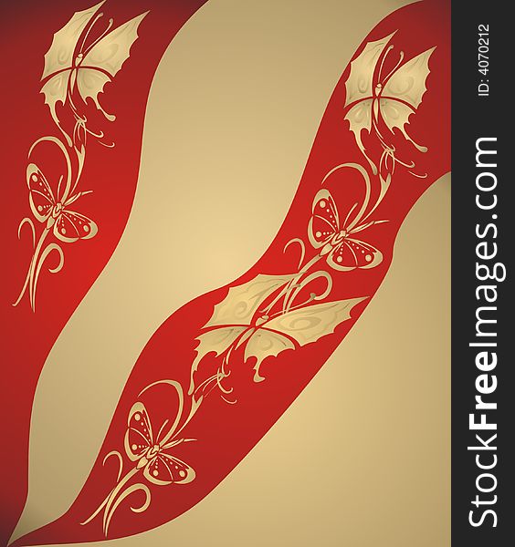 Abstract gold butterfly background -  illustration