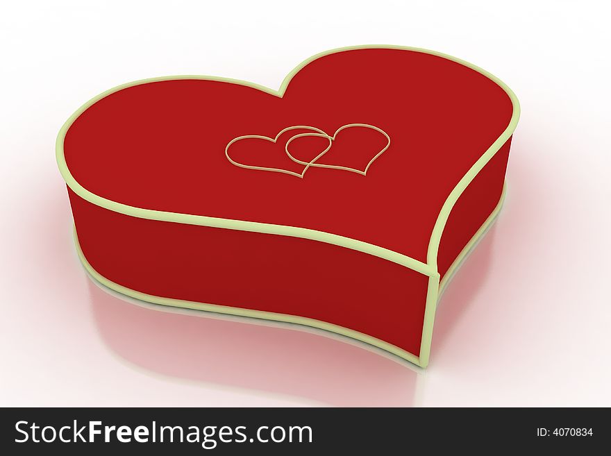 Closed Heart Shaped Box On White Background