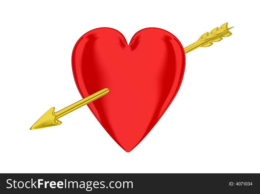 Red Heart Pierced With A Golden Arrow