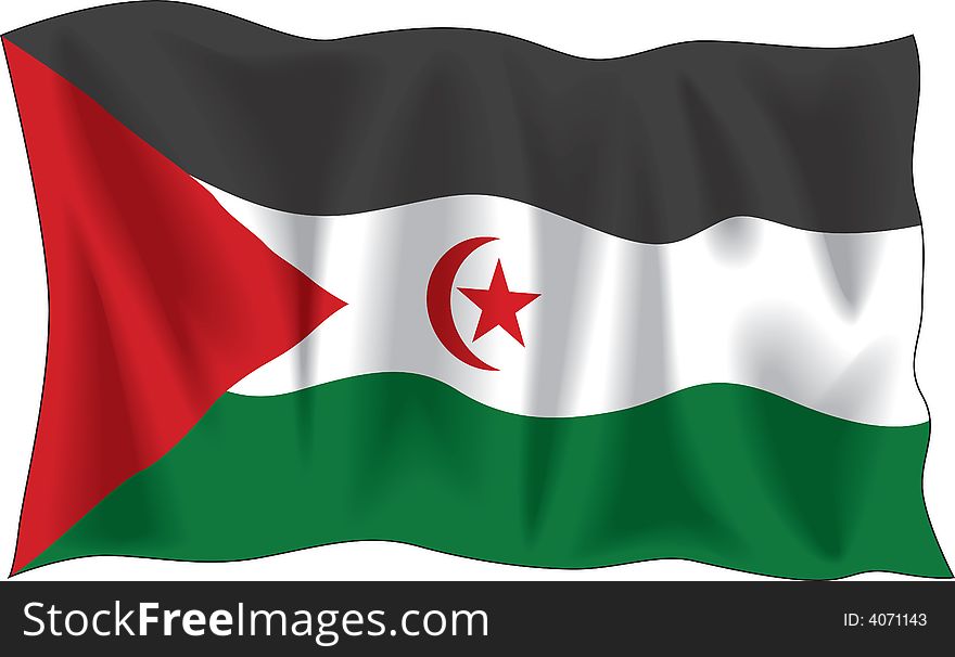 Waving flag of Western Sahara. Waving flag of Western Sahara