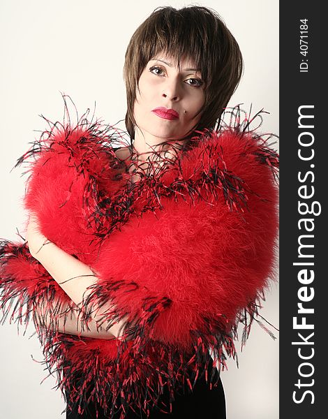 Portrait woman in red fur