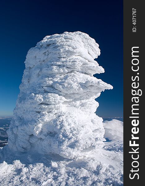 Snow formation at winter in Carpathian mountains