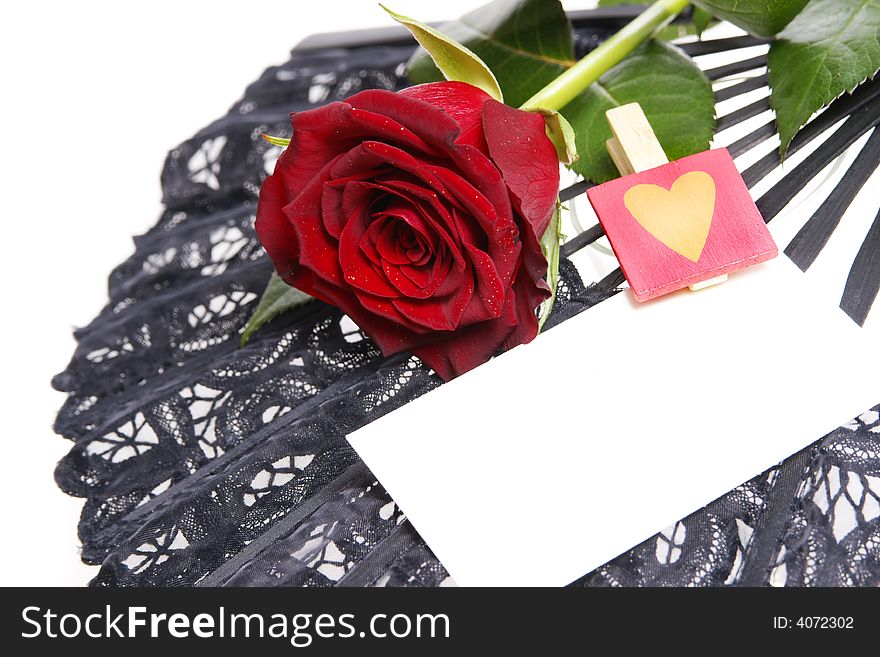 Single red rose with love note paper. Put your own message on it!. Single red rose with love note paper. Put your own message on it!