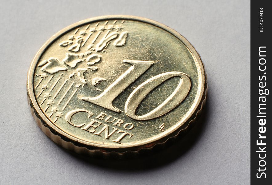 Macro photo of coin 10 euro cent. Macro photo of coin 10 euro cent.