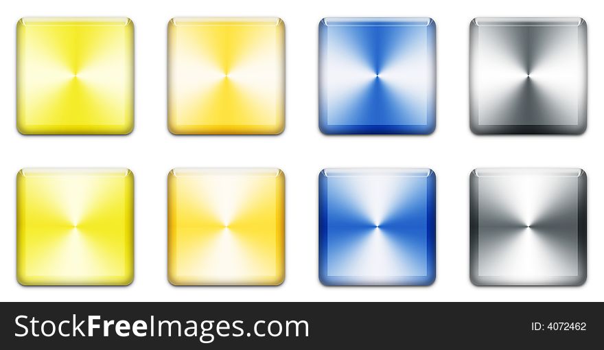 Colourful Square Buttons For Internet Web Pages, White Background. Colourful Square Buttons For Internet Web Pages, White Background