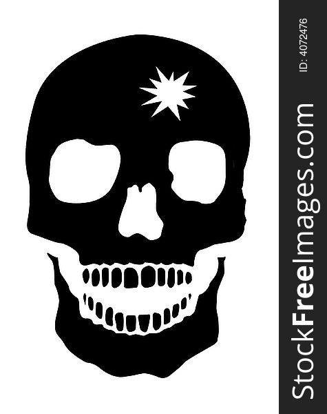 Human Skull With Gunshot Hole, Halloween Background