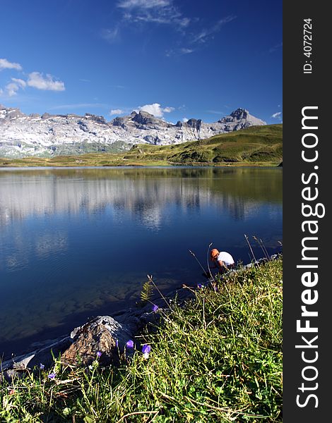 Summer alpine lake, Switzerland