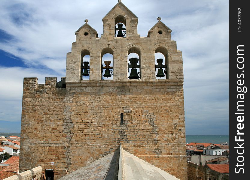 On the roof of a church in saintes maries de la mer in france