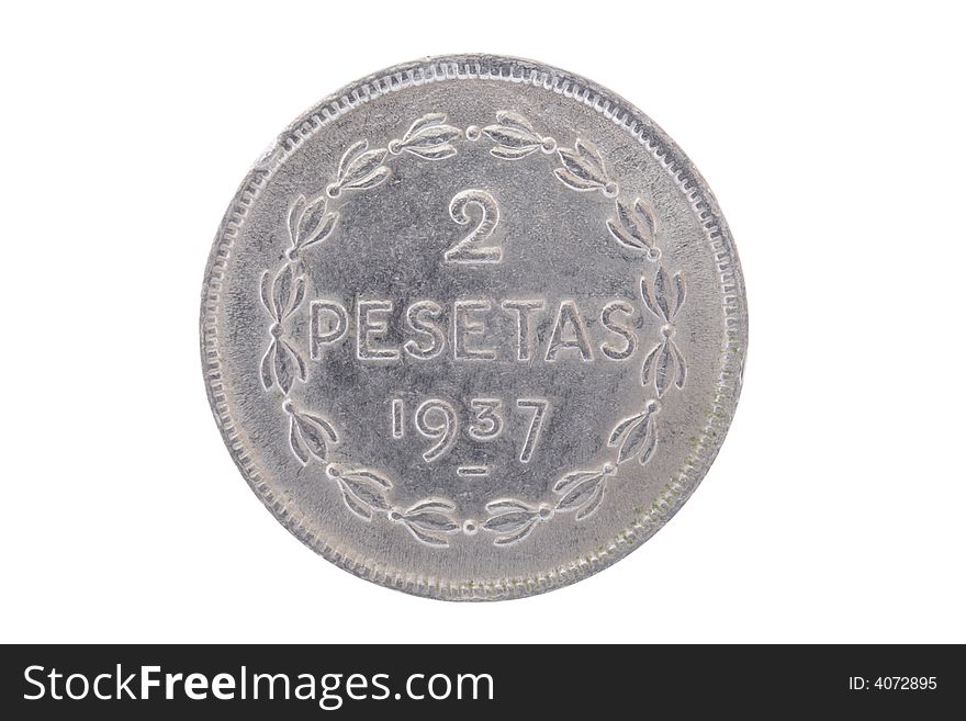 Old two pesetas coin from the Euzcadi government (Spain). Old two pesetas coin from the Euzcadi government (Spain)