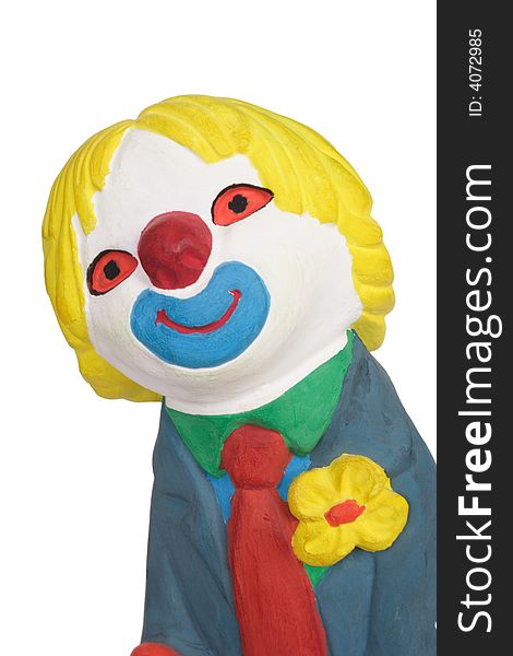Bust of chalk smiling clown in white background. Bust of chalk smiling clown in white background