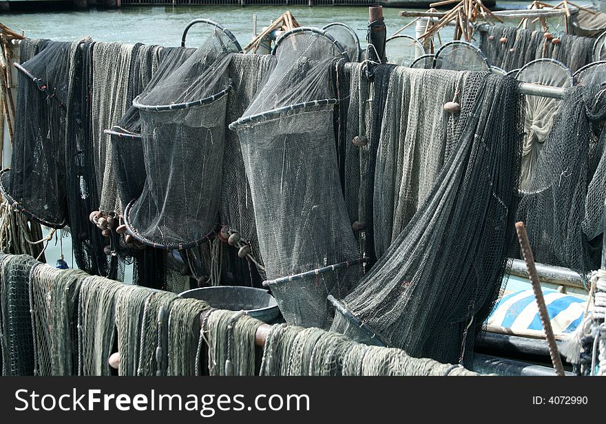 Fishnets in a fishing harbour