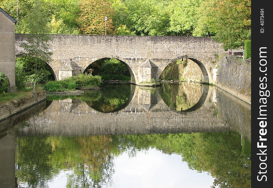 The old arched bridge in Luxembourg