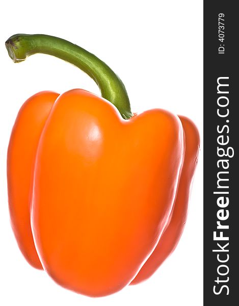Fresh orange pepper on white background. Fresh orange pepper on white background