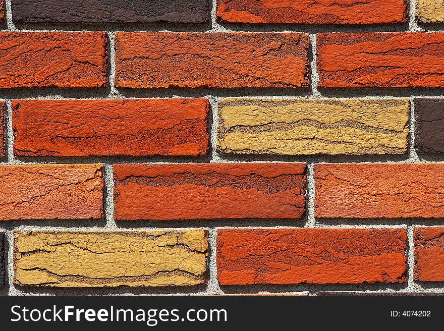 Brickwall colorfull background. Close up