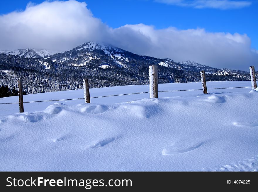 View of Idaho mountains after snow in winter. View of Idaho mountains after snow in winter