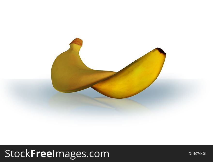 Banana is illustrated in twisted form. Banana is illustrated in twisted form