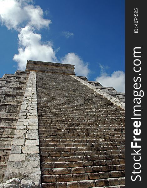 Abstract view of steps leading to the top of an Ancient Mayan Pyramid in the Yucatan. Abstract view of steps leading to the top of an Ancient Mayan Pyramid in the Yucatan