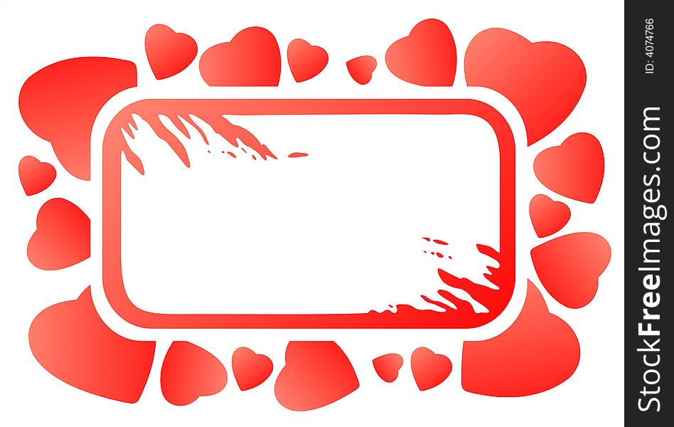 Grunge heart frame on a white background. Valentine's illustration.