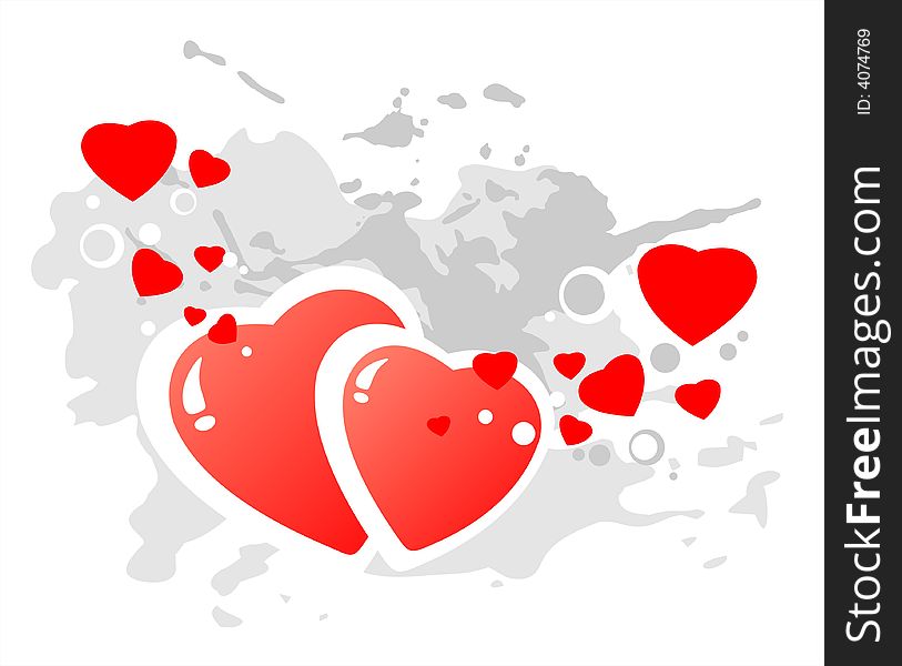 Stylized hearts on a gray grunge background. Valentine's illustration. Stylized hearts on a gray grunge background. Valentine's illustration.