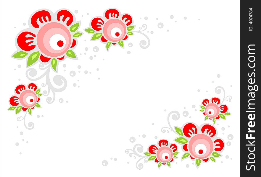 Stylized flower pattern on a white background. Digital illustration. Stylized flower pattern on a white background. Digital illustration.