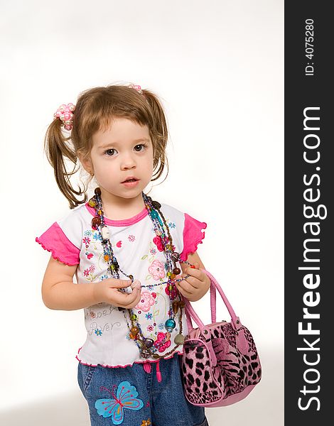 Beautiful young girl with a bag. Beautiful young girl with a bag