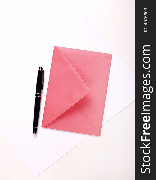 Red envelope and pen / valentine's card