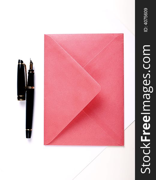 Red envelope and pen / valentine's card