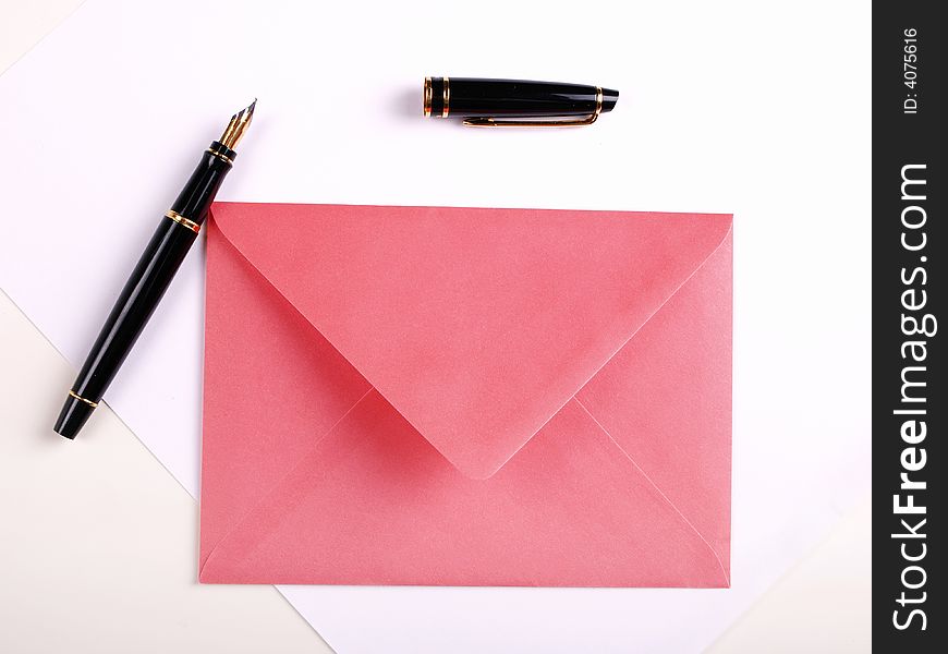 Red envelope and pen / valentine's card