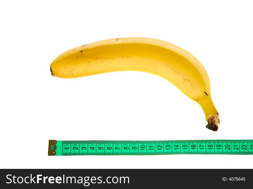 The banana on a white background